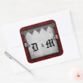 血の赤いシルクとスカルゴシック結婚ズ スクエアシール (封筒)