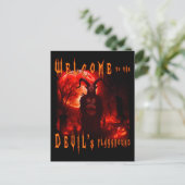 血の赤い月と夜の墓地の悪魔サタン ポストカード (スタンド正面)