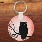 血の赤い水色の月を持つ怖いヴィンテージフクロウ キーホルダー (裏面)
