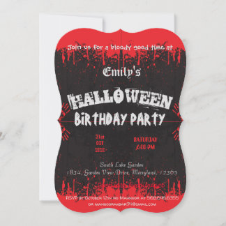血の赤い濃いヴィンテージハロウィンの誕生日 セーブザデート