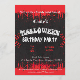血の赤い濃いヴィンテージハロウィンの誕生日 招待状