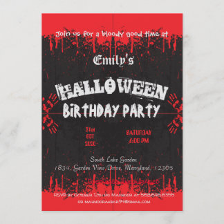 血の赤い濃いヴィンテージハロウィンの誕生日 招待状