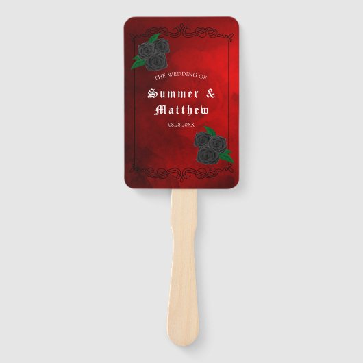 血の赤と黒のバラ結婚の感謝 ハンドファン (正面)