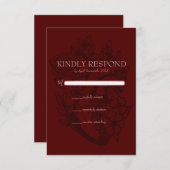 血の赤の咲くハートエレガントゴシック結婚ズ 出欠カード (正面/裏面)