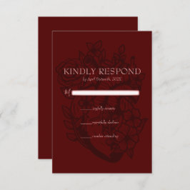 血の赤の咲くハートエレガントゴシック結婚ズ 出欠カード