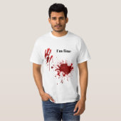 血の跡プリント I'm Fine 冗談Tシャツ Tシャツ (正面フル)