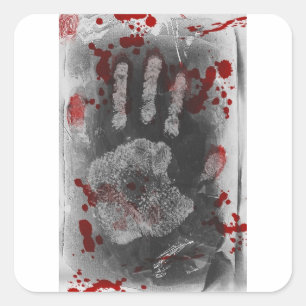 血の(ばちゃばちゃ)跳ねるHandprint スクエアシール