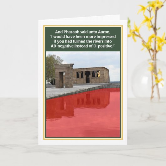 血のAB否定的でおもしろいな過ぎ越しの祝いカードのペスト カード (黄色い花)