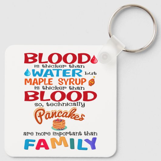 血は水より厚いがメープルシロップは キーホルダー (裏面)