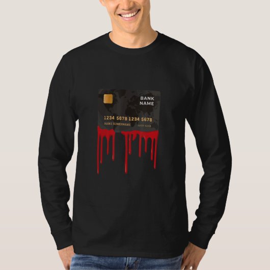 血まみれのクレジットカード 怖い血 Tシャツ (正面)