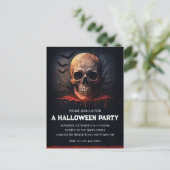 血まみれのドクロのハロウィンパーティー招待状ポストカード ポストカード (スタンド正面)