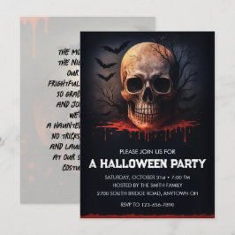 血まみれのドクロ ハロウィンパーティー 招待状