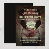 血まみれのメイドコスチューム。ハロウィンパーティー 招待状 (正面/裏面)