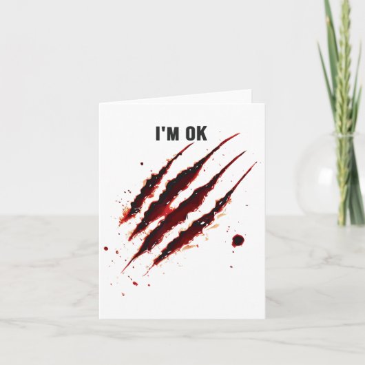 血まみれの服 私は大丈夫 血の飛沫 破れたユーモア ハ カード (正面)