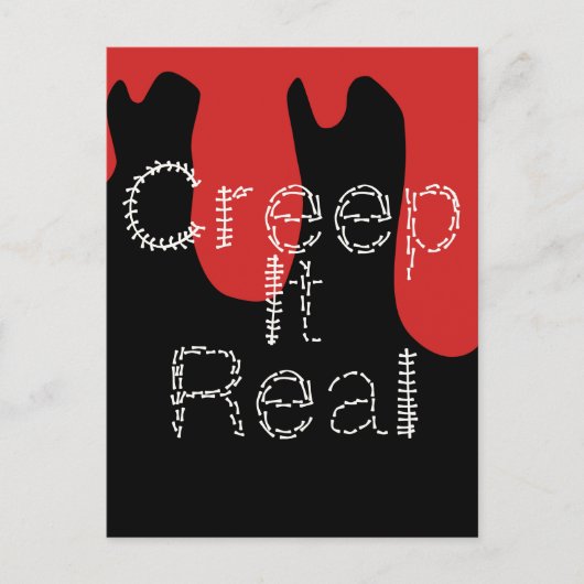 血まみれハロウィン 手描きフォント Creep it Real ポストカード (正面)
