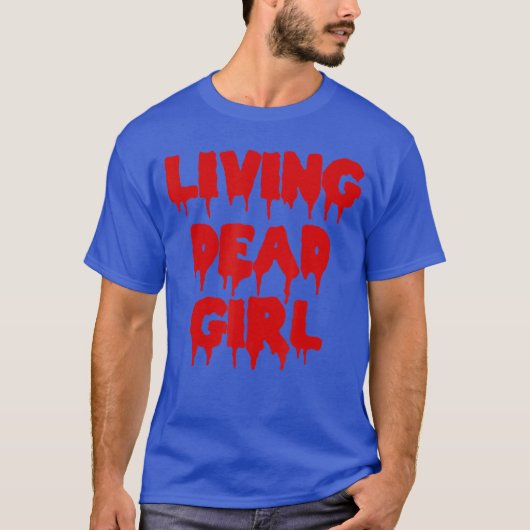 血まみれハロウィーンゾンビ映画生きている死んだ女の子フリーズ Tシャツ (正面)