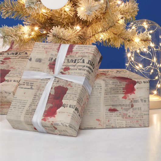 血まみれ新聞印刷 ラッピングペーパー (クリスマス)
