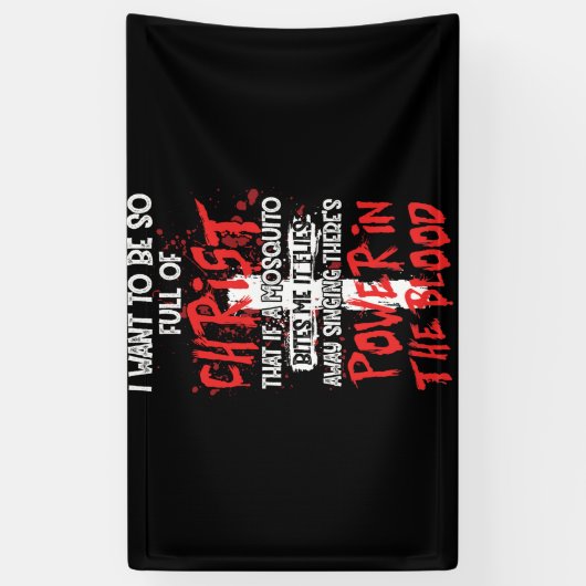 血を信ずるクリスチャンには力がある 横断幕 (縦)