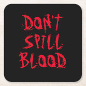 血を流さない赤いタイポグラフィおかしなハロウィーン スクエアペーパーコースター (正面)