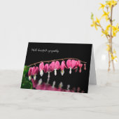 血を流すハートが黒い水の上に咲く カード (黄色い花)