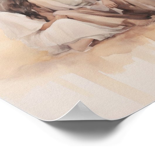 血を流す女性を癒すイエス – ミニマリストwate ポスター (角)