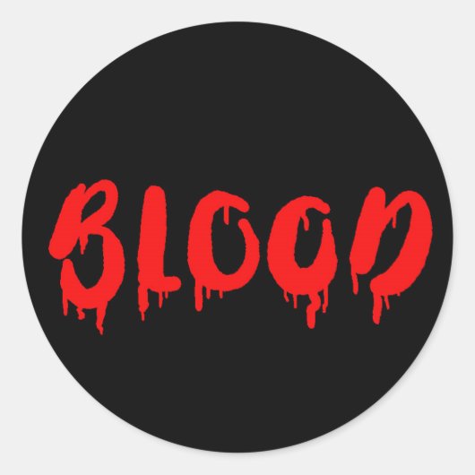 血を滴らせるバンパイアのハロウィンラベル ラウンドシール (正面)