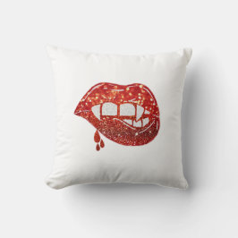 血を滴らせるフェイクグリッターの吸血鬼の唇 クッション
