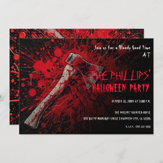 血アクスホラーハローウィンパーティ 招待状 (正面/裏面)