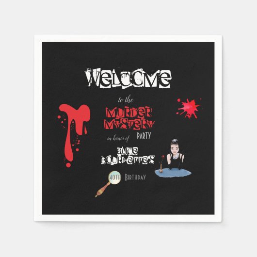 血エレガント殺人謎ディナーパーティーおもしろい スタンダードカクテルナプキン (正面)
