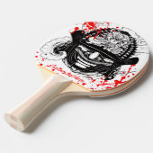 血カッコいい（ばちゃばちゃ）跳ねるサムライ魔面ヘルムタトゥー 卓球ラケット (正面アングル)