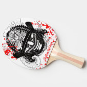 血カッコいい（ばちゃばちゃ）跳ねるサムライ魔面ヘルムタトゥー 卓球ラケット (横)