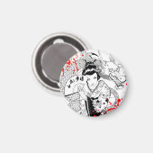 血カッコいい(ばちゃばちゃ)跳ねる芸者ファンドラゴン入れ マグネット (正面/裏面)