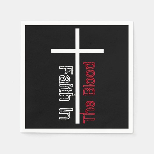 血キリスト教の十字架信仰 スタンダードカクテルナプキン (正面)