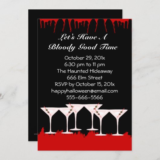 血グッドタイムハロウィーン招待状 招待状 (正面/裏面)