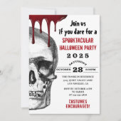 血スカル大人ハロウィーン怖い衣装パーティー 招待状 (正面)