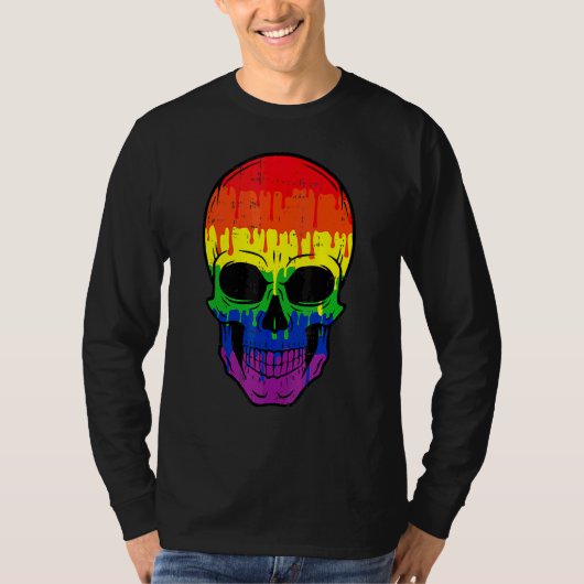 血スカルlgbtゲイプライド衣装簡単ハロウィーン tシャツ (正面)