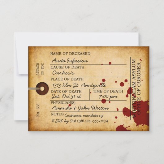血トーラベルハロウィーンアンティークグランジ亡命 招待状 (正面)