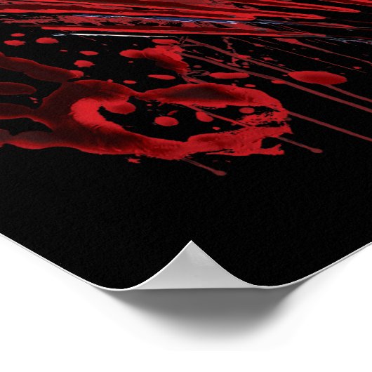 血ナイフ血染め血液（ばちゃばちゃ）跳ねる図 ポスター (角)