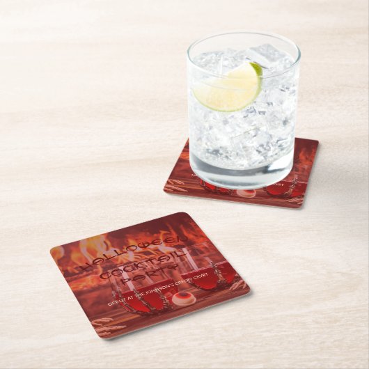 血ハロウィーンカクテルパーティー スクエアペーパーコースター (インサイチュ)