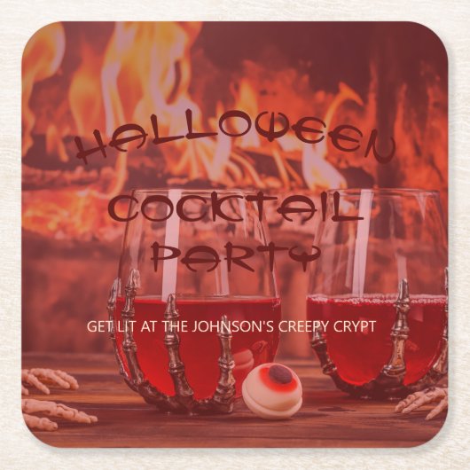 血ハロウィーンカクテルパーティー スクエアペーパーコースター (正面)