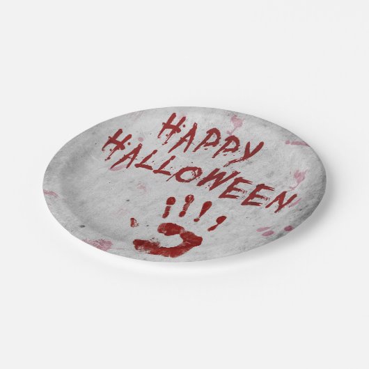 血ハンドプリントハロウィーン ペーパープレート (アングル)