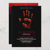 血ハンドプリントハローウィンパーティ招待状 招待状 (正面/裏面)