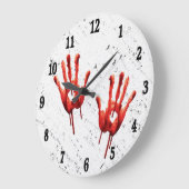 血ハンドプリントブラックナンバーウォールクロック ラージ壁時計 (傾斜)