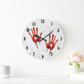 血ハンドプリントブラックナンバーウォールクロック ラージ壁時計 (ホーム)