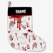 血ハンドプリントブラッドスパーターホラーファン スモールクリスマスストッキング (正面)
