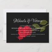 血バラエレガントブラックゴシッ結婚クス 招待状 (正面)