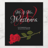 血バラエレガントブラック結婚ゴシック ワインラベル (シングルラベル)