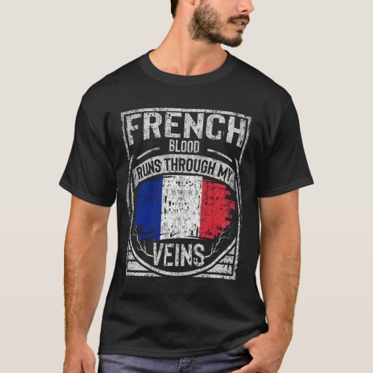血フランスのが走流れた Tシャツ (正面)