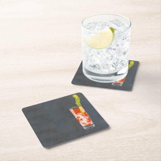 血メアリーまたは血シーザー スクエアペーパーコースター (インサイチュ)