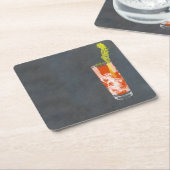 血メアリーまたは血シーザー スクエアペーパーコースター (アングル)
